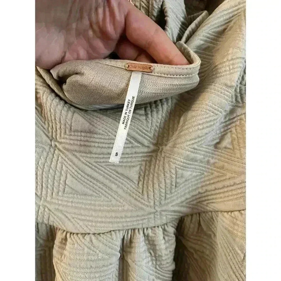 Free People Violet Mini Dress Cream Puff Sleeves Babydoll Size Small Back Tie - Picture 7 of 7